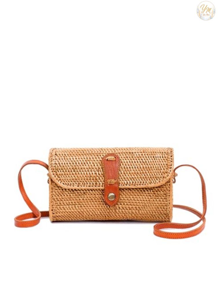 Handmade Rattan Purse Straw Wicker Crossbody Bag For Women Woven Bali Bags